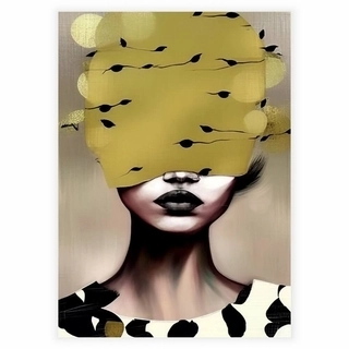 Gull kvinne med blader - Plakat