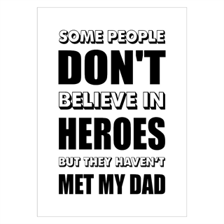 Søt plakat med tekst om far og superhelter
