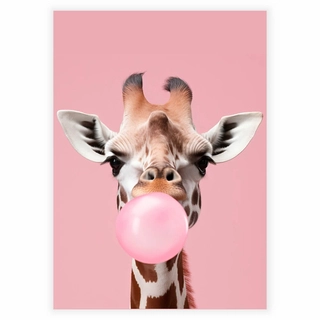Giraffe med tyggegummi - Plakat 