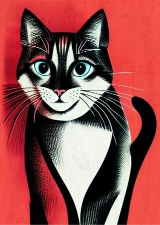 Portrett av katt i retrostil - Plakat 