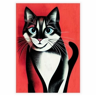 Portrett av katt i retrostil - Plakat 