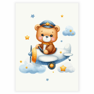 Teddy piloten med stjerner - Plakat