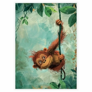 Orangutang svinger i lian