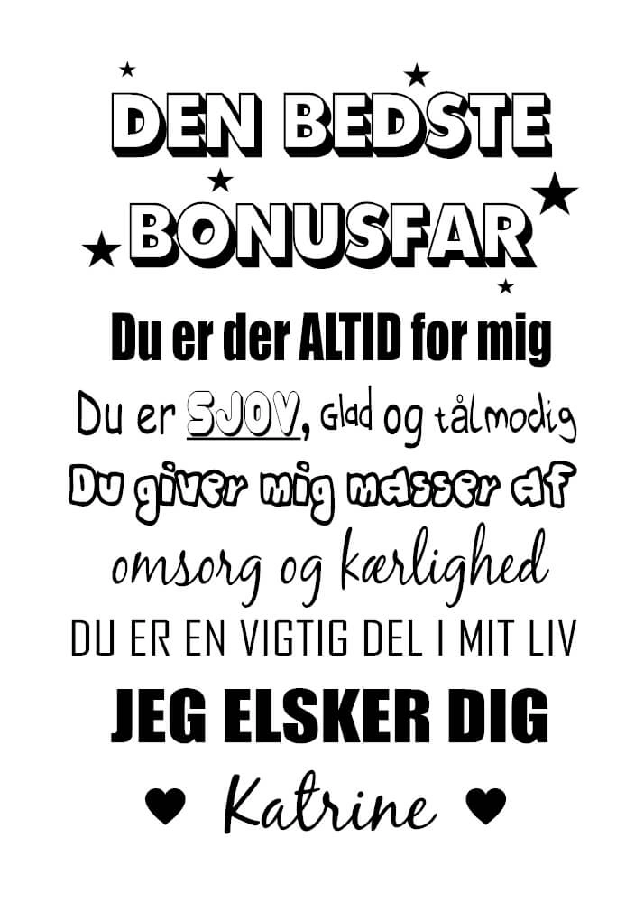 Søt tekstplakat til bonuspappa