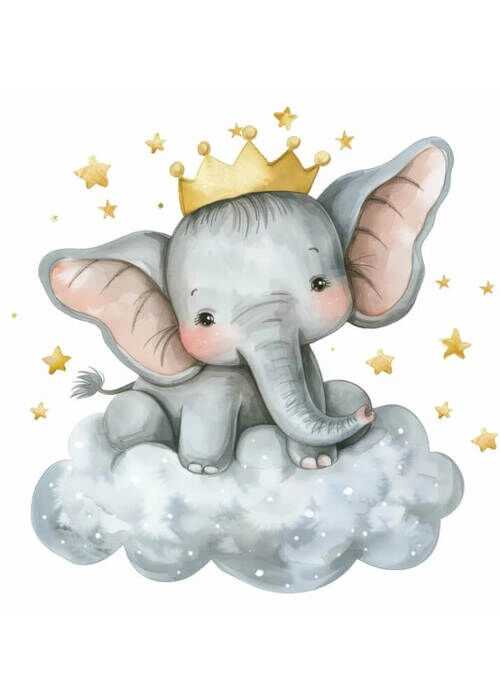 King Elephant on cloud - Plakat