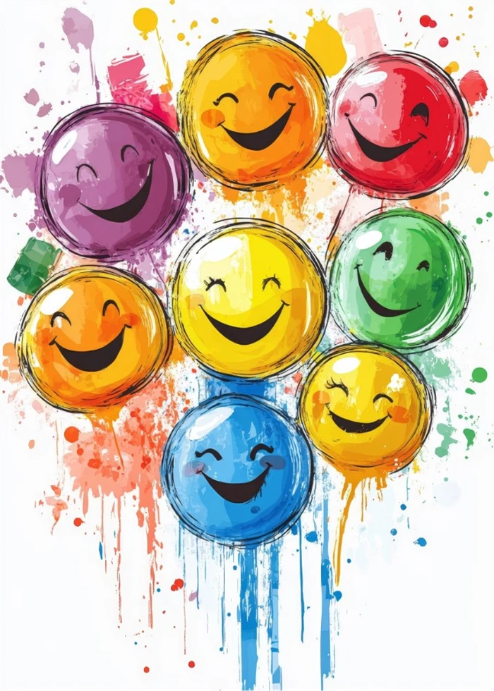 Barneplakat med forskjellige fargede smileys