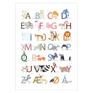 Søt og fargerik ABC-plakat til barnerommet