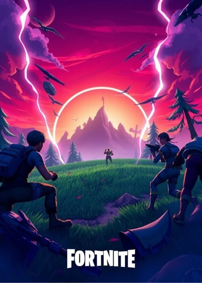 Plakat med Fortnite 3 superkul spillplakat