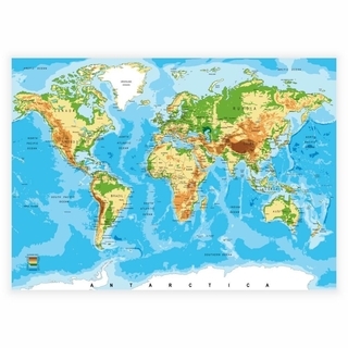 Plakat med verdenskart i farger