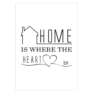 Plakat med teksten Home is where the heart is