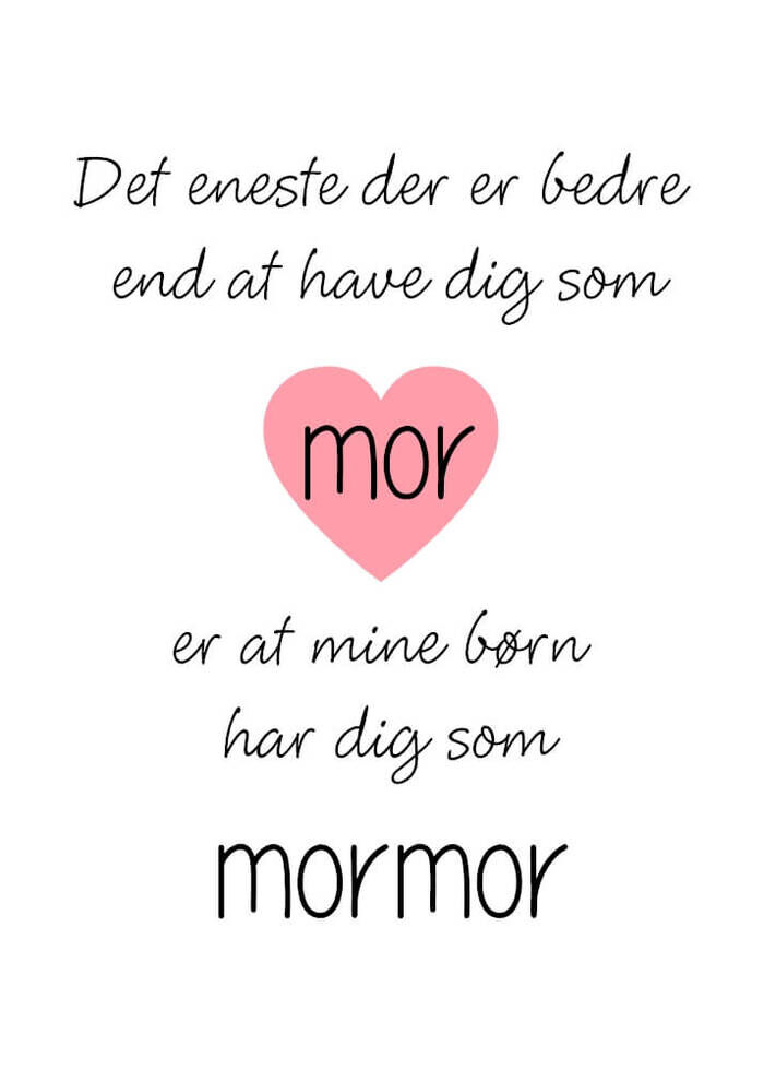 Herlig plakat til mor og mormor