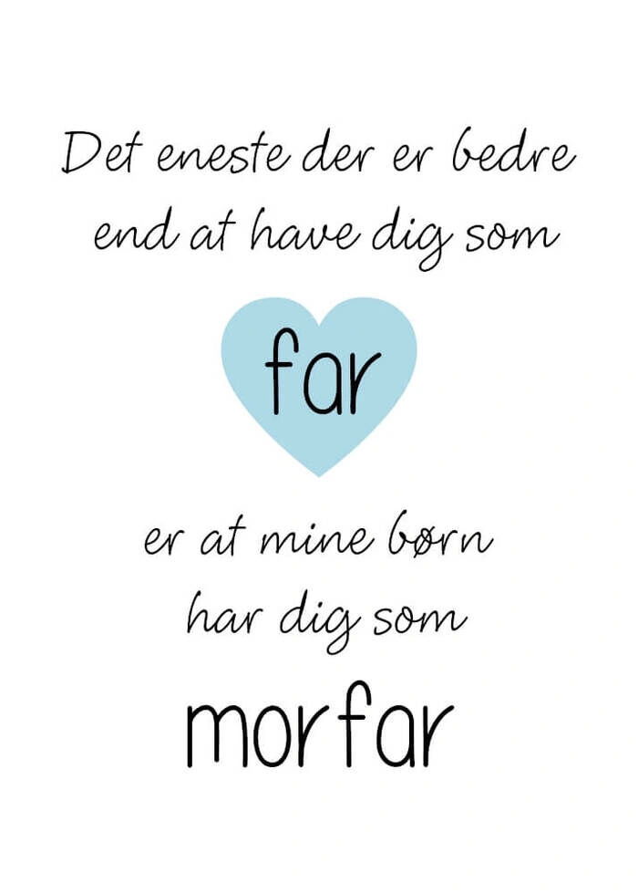 Søt plakat til en far og morfar Søt plakat til en far og morfar Det eneste som er bedre er morfar