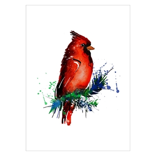 Plakat med en rød tynn fin fugl