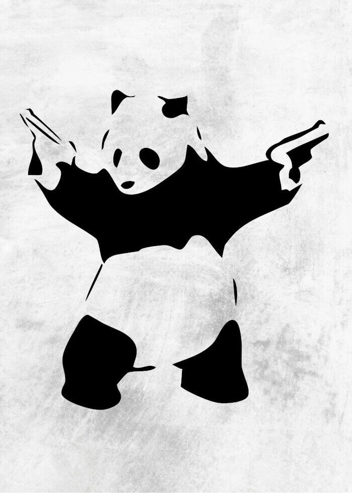 Plakat - Bevæbnet panda af banksy