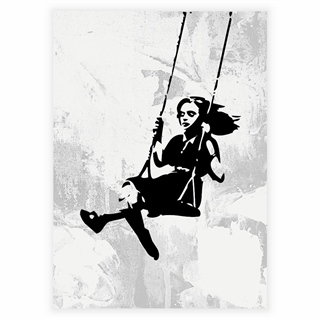Plakat av jente på gynge av Banksy