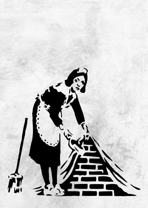 Plakat med vaskedame av Banksy