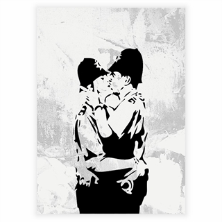 Plakat med politi som kysser av Banksy
