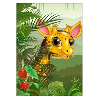 Plakat - Søt Giraff i jungelen
