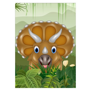 Plakat med dinosaur - Triceratops i brun