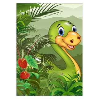 Plakat med dinosaur i grønn