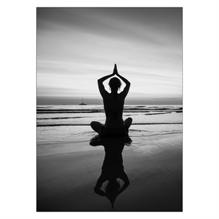 Plakat med meditasjon ved havet