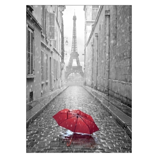 Plakat med  Eiffel tower with red umbrella