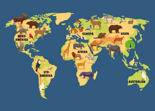 Verdenskart for barn med dyr