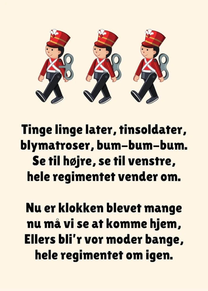 Morsom og søt barneplakat med sangtekst