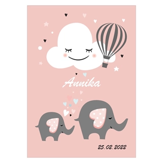 Fødselsplakat med personlig design rosa - søt barneplakat med navn