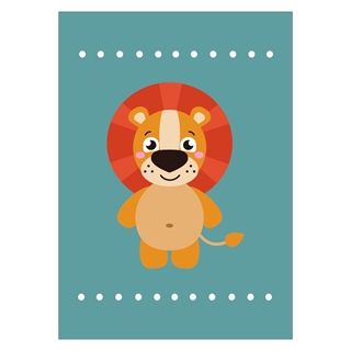Søt og fargerik barneplakat med løve