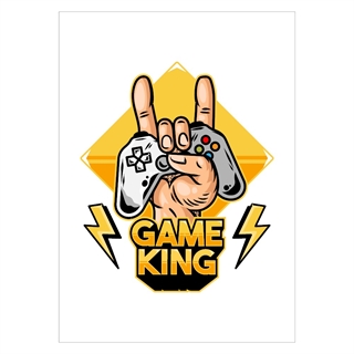 Plakat med teksten game king med controller