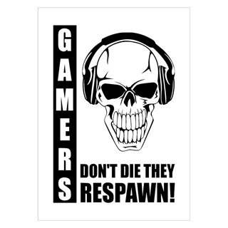 Plakat med teksten gamers dont die they respawn