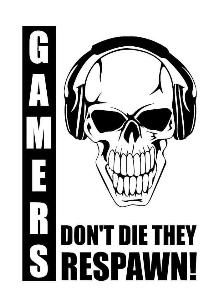 Plakat med teksten gamers don\'t die they respawn