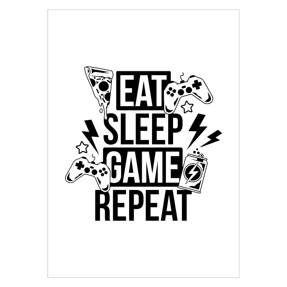 Eat Sleep Game Repeat Kul Gamer Plakat 9984