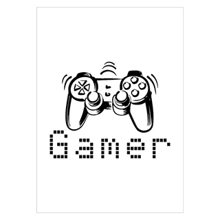 Gamer plakat med teksten gamer og Controller 