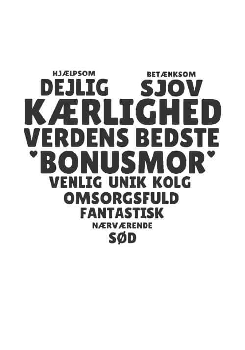 Søte ord til mor formet som et hjerte - Mor Plakat med egne hilsener
