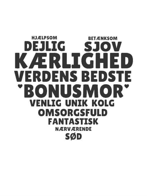 Søte ord til mor formet som et hjerte - Mor Plakat med egne hilsener