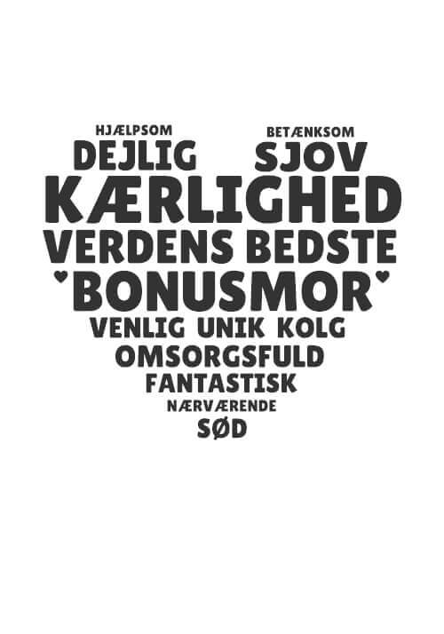 Søte ord til mor formet som et hjerte - Mor Plakat med egne hilsener