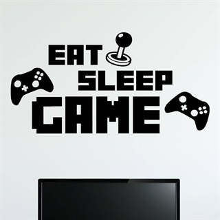 Wallstickers med teksten eat, sleep, game design1
