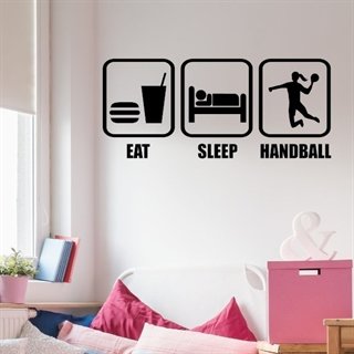 wallstickers -Eat, sleep, handball - piger - wallstickers