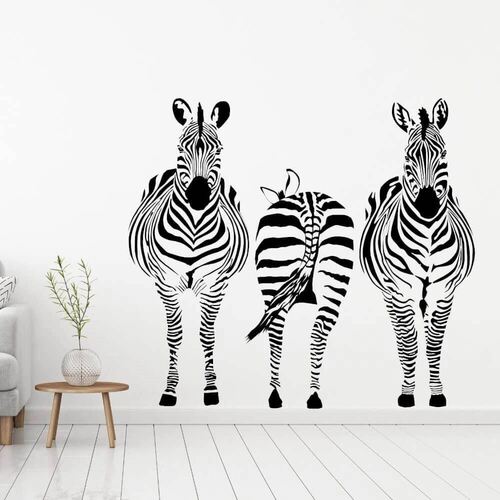 3 sebra på stripe som wallstickers