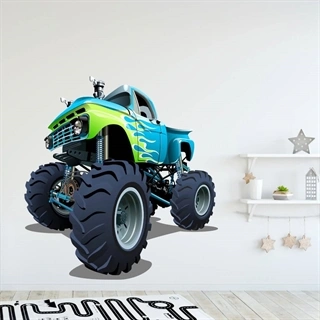 Monster Truck blå og grøn - wallstickers