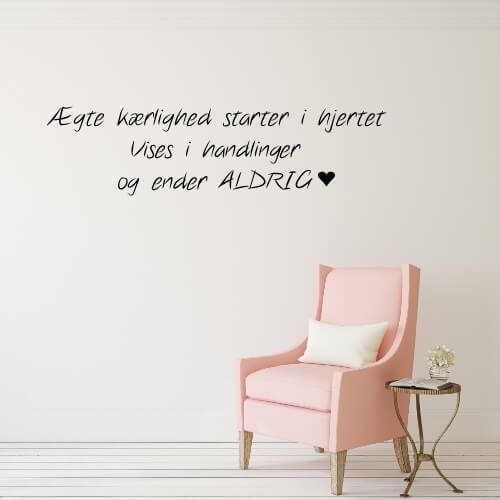 wallsticker med teksten. Det her er ekte kjærlighet