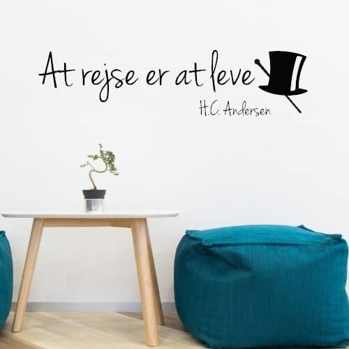 Wallsticker med teksten - Å reise er å leve