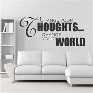 Change your thoughts, change your world - Fin wallsticker med engelsk tekst