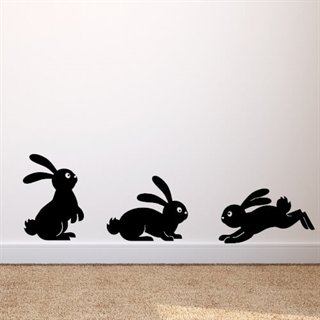 3 søde kaniner - wallstickers