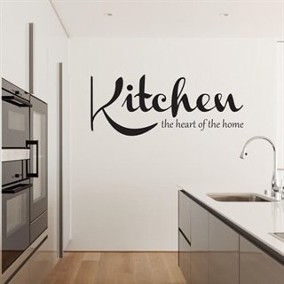 Wallstickers med tekst: Kitchen - the heart of the home.