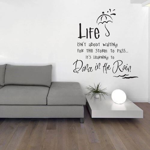 Wallsticker med tekst - Dance in the rain