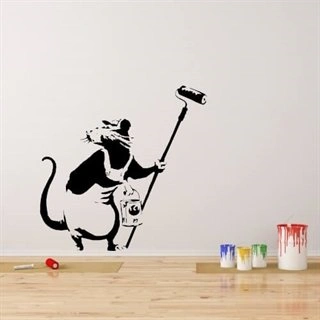 Banksy-motiv med en rotte som maler