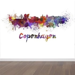 Wallsticker med Københavns skyline i kule farger
